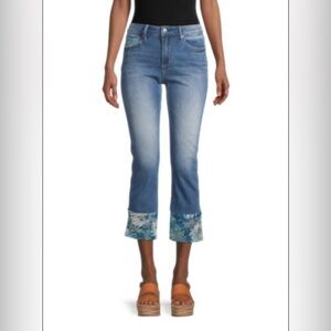 DRIFTWOOD Colette Straight Embroidered Cropped Jeans Sz 28X26